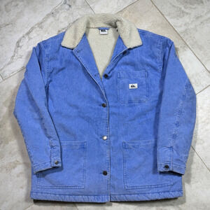 Quiksilver Corduroy Sherpa Lined Jacket Chore Utility 90s Blue Cold Weather M